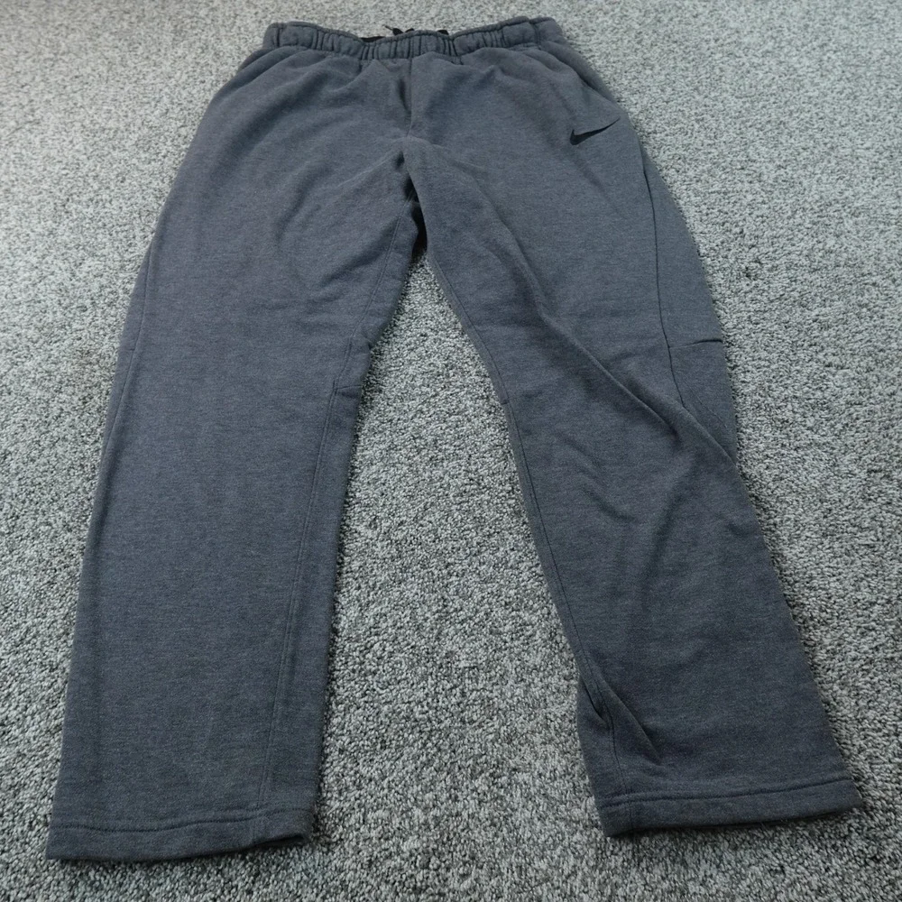 Nike Sweatpants Mens‎ XL Gray Dri Fit Jogger Pants Swoosh Drawstring Workout Gym